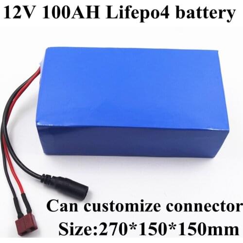 Lifepo4 12v 100ah Lithium Bateria No 120Ah Li Ion BMS 4S 12.6V for 1000w 1200W Inverter UPS EV Golf Cart + 10A Charger