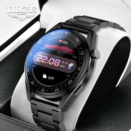 LIGE New Men Smart Watch Bluetooth Call Full Touch Screen Sports Clock Waterproof Heart Rate Monitor Smartwatch For IOS Android