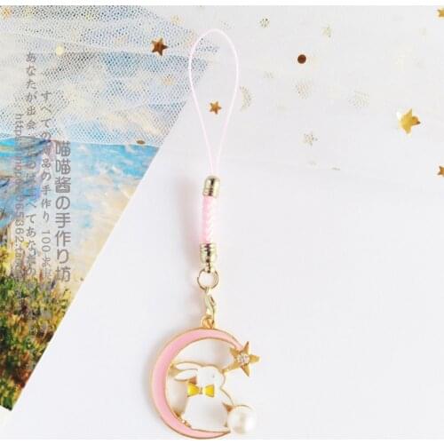 Cute Korean Rabbit Flower Decor Strap Lanyards for iPhone Samsung Keys Mobile Phone Strap Hanging Rope Phone Charm Popular Gifts