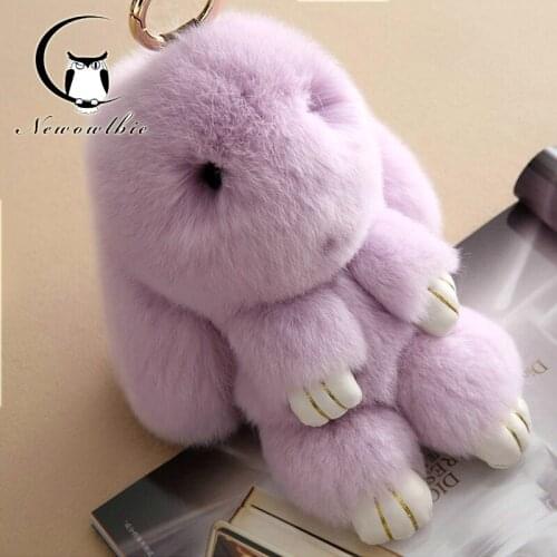 New Fashion Car Play Dead Rabbit Key Chain Fur Pom Pom Keychain big Rex Rabbit Bag Car Hanging Pendant Jewelry