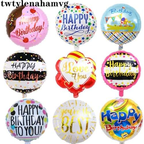 New 18-Inch Round Five-Petal Flower-Shaped Foil Inflatable Balloon Happy Birthday Baby Anniversary Childrens Gift Box Decor