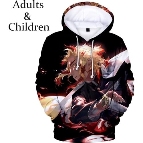 3-14 years kids Demon Slayer 3D Hoodies kids Hip hop Hoodies Boys Girls Sweatshirts Harajuku Anime Demon Slayer Men Women Hooded