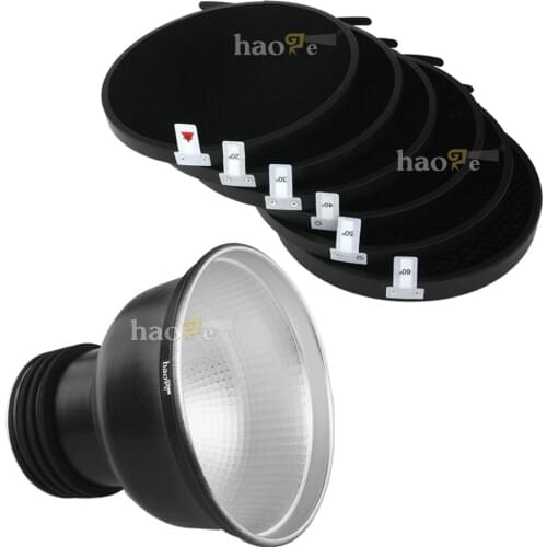Haoge Zoom Reflector 2 with 10°/20°/30°/40°/50°/60° Honeycomb Grids set for Profoto ProHead and Acute Head