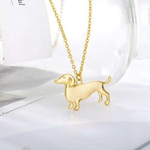 Cute Dachshund shaped Necklace For Women Dog Dachshund Pendant Chains Gold Stainless Steel Necklace Animal Dog Chain