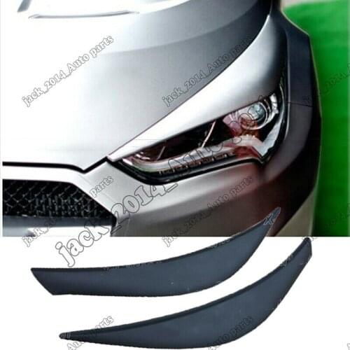 Resin Black Eyebrows Eyelid Headlight Cover 2pcs for Hyundai Veloster 2011 2012 2013 2014 2015 2016 2017