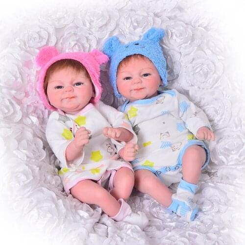 KEIUMI Lifelike 17 Inch Baby Doll Toy 42cm Silicone Reborn Babies Doll Girl Boy Open Eye Twin Toddler Birthday Gift Bedtime Play