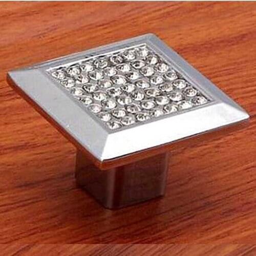 Glass Crystal Knob Pull Kichen Cabinet Handle Dresser Pull Diamond Cupboard Knob Handle Shiny Silver Furniture Hardware knobs