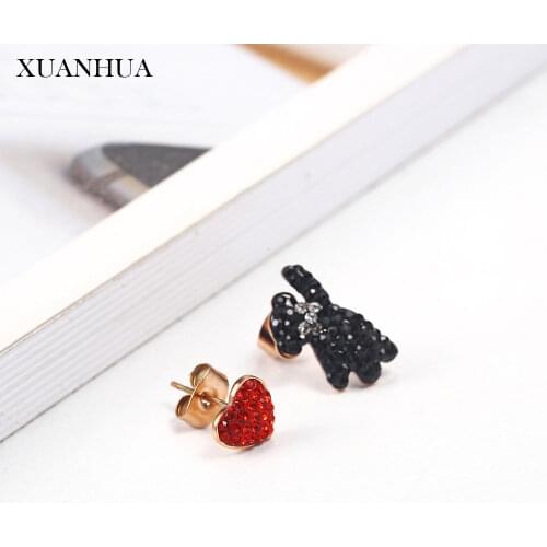 XUANHUA Rose Gold Charm Heart Crystal Stud Earrings Stainless Steel Jewelry Woman Vogue 2019 For Lovers Fine Jewelry Accessories