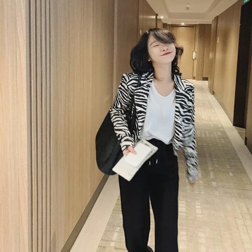 2021 Womens Spring Autumn White Plaid Zebra Animal Printed Jacket Blazer Dress Suit Za Woman Coat Clothing Office Top Elegant