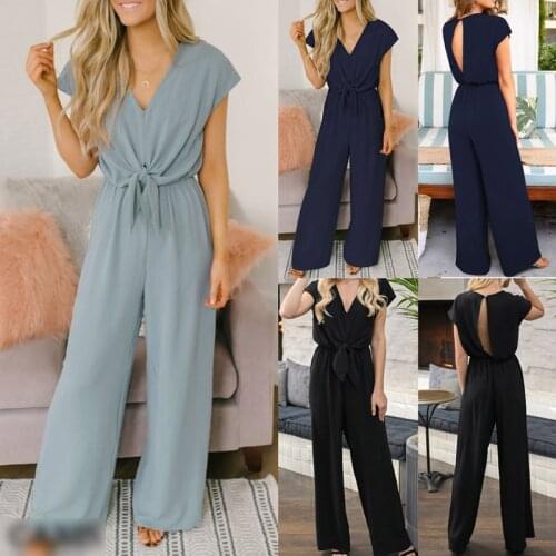 2020 Women Jumpsuit Female Clubwear Outfits Summer Elegant Ladies Short Sleeve Solid Fashion Girl Rompers Clothing