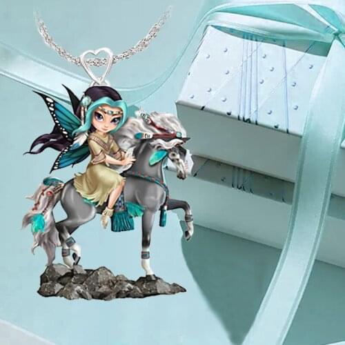 Fashion Jewelry Angel Choker Aesthetic Women Pendantfairy Princess and Horse Halloween Jewelry Fashion Jewelry Fairy Pendant