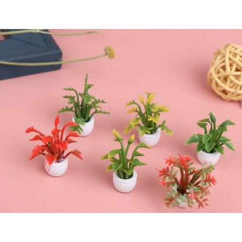 1 Pc 13*23mm 1:12 Dollhouse Miniature Green Plant In Pot Furniture Home Decor Potted Plants