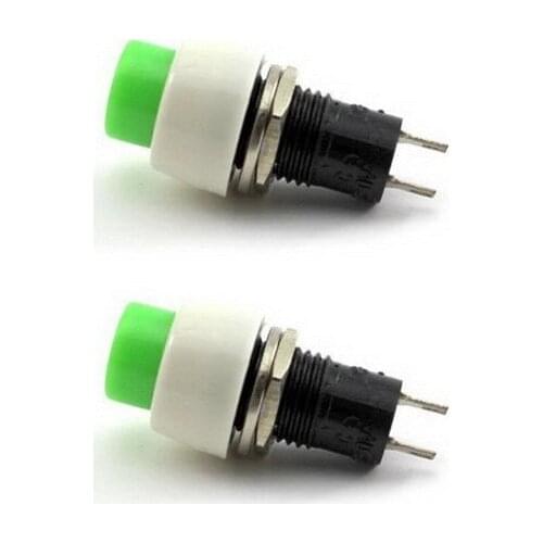 2 PCS New Green Mini 2 pin Round Toggle Selflocking Power ON/OFF Push Button Switch VE139 P