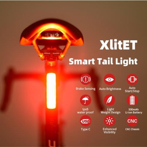 2020 XlitET Bicycle Automatic Brake Rear Light Night Cycling Smart Sensing Taillight MTB Road Bike Seatpost Safety Lamp durable
