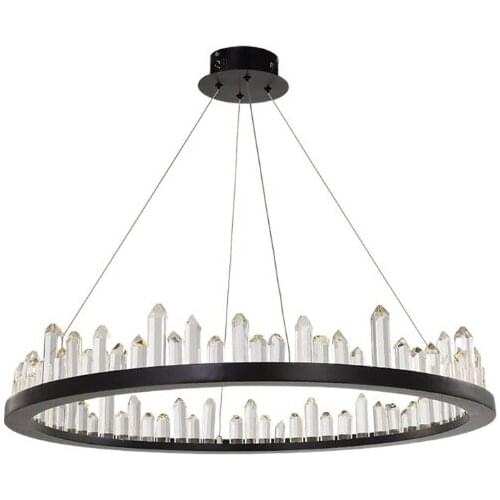 2019 post modern black crystal chandelier light luxury simple living room lighting Nordic iron home lighting restaurant light