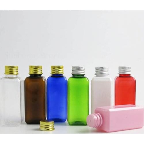 30 x 2oz Clear Amber White Plastic Square Empty Bottle Cosmetic Shampoo Essential Oil Lotion Cream Packing Bottles Hotel Supply