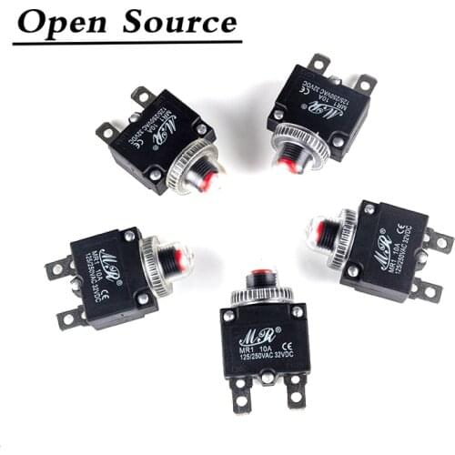 5Pcs Overload switch with waterproof cover fuse 2A-20A circuit Breaker MR1switch overload protector push button and cap
