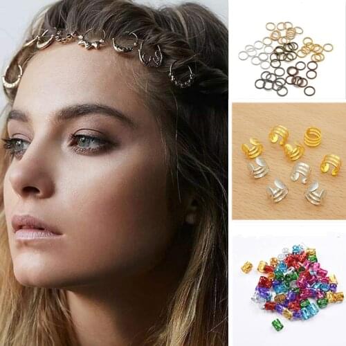 50-200 Pcs/lot Wholesale Dreadlock Beads Gold Silver Mixed Color Hair Bead for Dreadlocks Hair Rings Braiding Hole Hair Ring