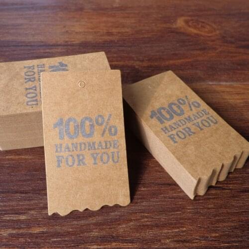 50pcs Kraft Paper Gift Tag 100% HANDEMADE FOR YOU Printed Paper Hang Tag DIY Paper Card Label Gift Packing Sewing Garment Tags