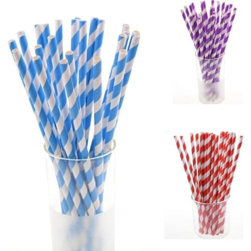 50PCS/Lot Stripe Paper Straws mixed Biodegradable Paper Drinking Straws for Kids Birthday Wedding Decorative Party Straws