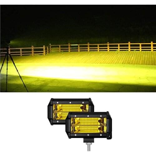 72W OFF-ROAD LED WORK LIGHT 5 INCH CAR MOTORCYCLE SUV TRUCK WHITE YELLOW NIGHT DRIVING FOG LAMP AUXILIARY INDICATOR 9-30V