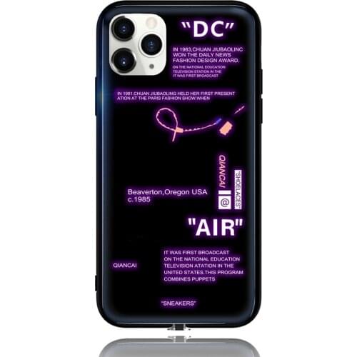 Trou noir ins Sport Brand White label Phone Case for iPhone 12 mini 11 Pro X XS MAX XR 7 8 Plus Glow Glass LED Cover