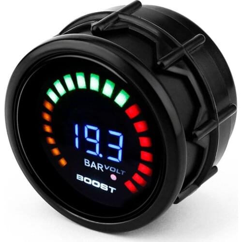 2" 52mm 20 LED Blue Digital -1-2 Bar 12V 20LED Turbo Boost Gauge Car Meter With Sensor