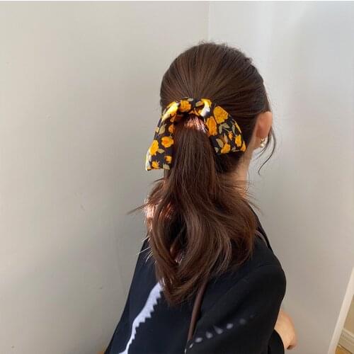 CX49 2PCS Korean Hair Ties Fashion Color floral Hairband Scrunchies Girls Ponytail Holders Rubber Band Hair Accessorie