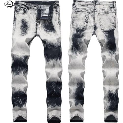 28-40 Mens Jeans Spring Autumn Male Trousers Clothing Pencil Pants Mid Skinny Full Length Retro Elastic Force Ladies Clothes H52