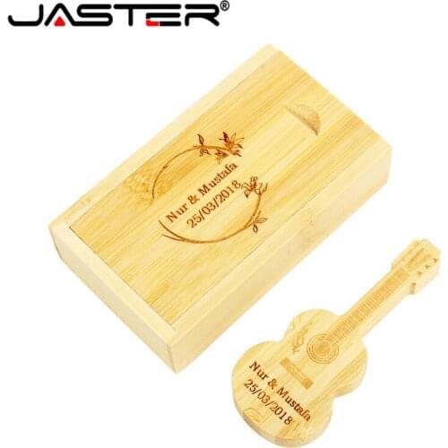 JASTER customer LOGO wooden guitar + gift box pendrive 4GB 8GB 16GB 32GB 64gb music usb flash drive memory stick gifts