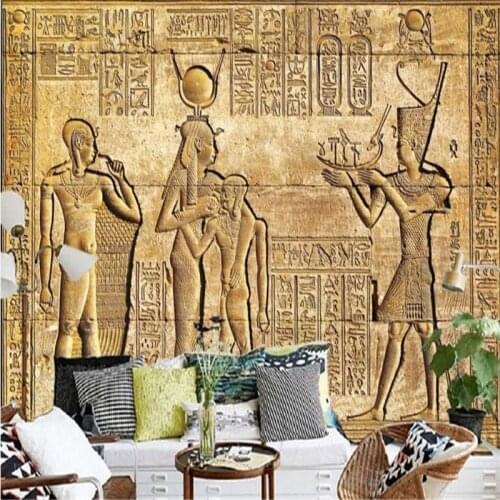 Beibehang Custom Made Nonwovens Wallpaper HD Egyptian Relief Mural Mythology TV Background Wall