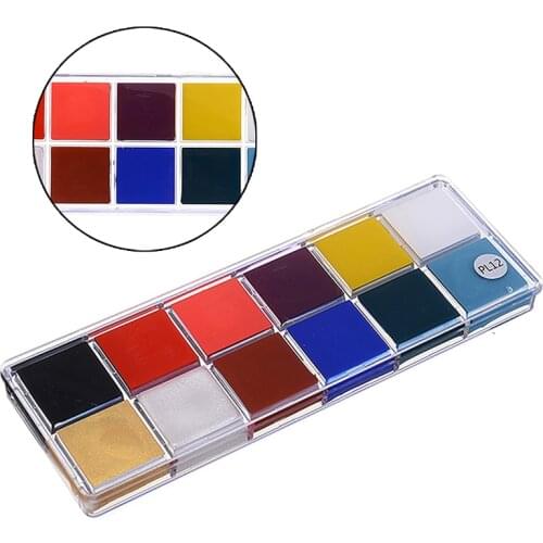 12 Flash Colors Face Body Art Paint DIY Body Oil Painting Art Cosmetic Kit Halloween Party Fancy Make Up Tools
