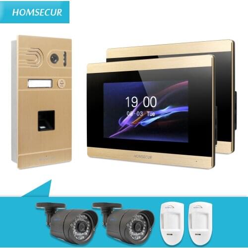 HOMSECUR 7" Hands-free Video Door Phone Intercom System CCTV Camera+Aluminium Alloy Camera Fingerprint Unlock BC061-G+BM715-G