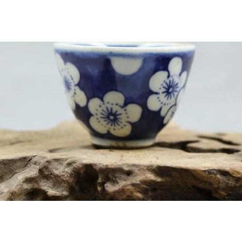 Chinese Blue and White Porcelain Qing Plum Blossom Design Teacup Cup 2.4 inch