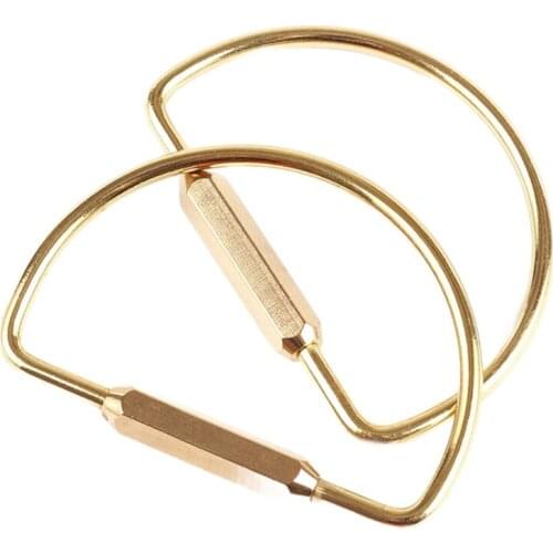 2Pcs Durable Brass Screw Lock Keychain Simple Brass Key Chain Ellipse Shape Key Ring Brass Lock Clip Key Holders Unisex X4YA