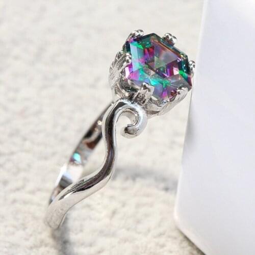 Fashion Simple Six Claw Crystal Twist Arm Ring New Silver Color Bohemia Women Colour Zircon Ring Sweet Women Engagement Jewelry