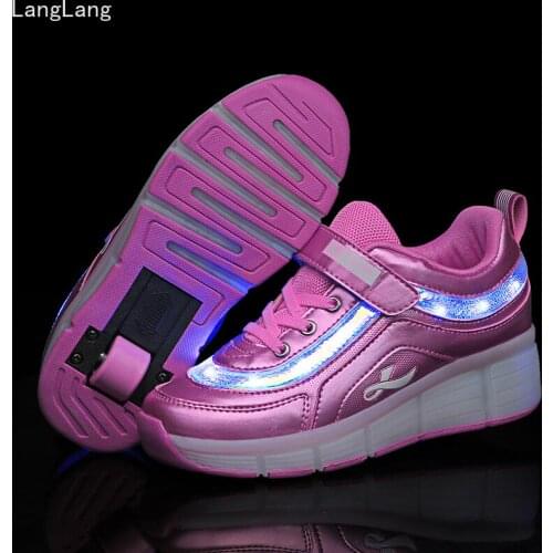 USB Charging Fashion Girls Boys LED Light Roller Skate Shoes for Children Kids Sneakers Wheels One Wheel