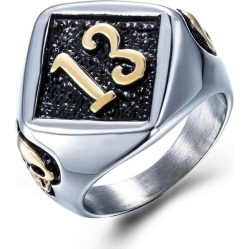 Mens Jewelry Punk Hip Hop Ring Model Lucky Number 13 Ring
