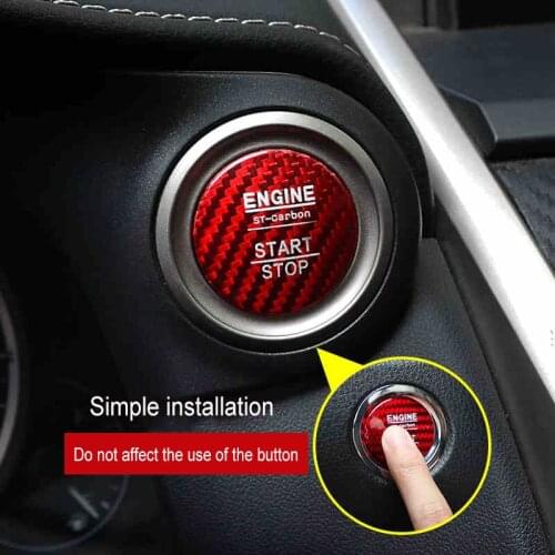QHCP Car Engine Start Stop Button Sticker Real Carbon Fiber Cover Ignition Device Trims For Toyota 8th Camry 2018 2019 2020 2021