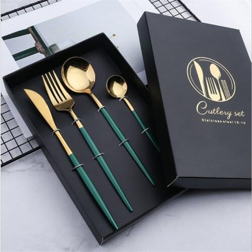 Stainless Steel Dinnerware Gift Set Silverware Dinner Nordic Tableware Knife Fork Spoon Gold Spoon and Fork Set Dinnerware Set