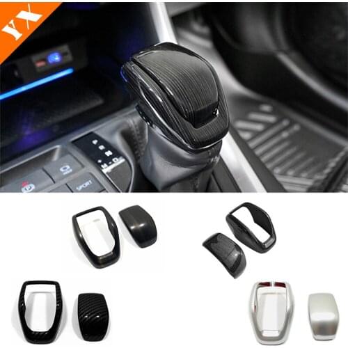 Carbon/Matte/Wood Grain For Toyota Highlander Kluger RAV4 20212022 Accessories Car gear shift lever knob handle frame Cover Trim