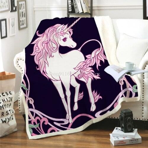 Cute Color Unicorn 3D-printed Woolen Blanket Bed Thick Quilt Fashion Sheet Sherpa Throw Blanket Adult Child Thickened pa Blanket