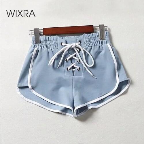 Wixra Womens Shorts Lace-up 2020 Summer New Cross Trendy Gym Shorts High Waist Loose Casual Sports Shorts