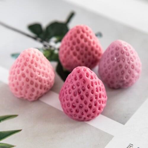 DIY Handmade Soap Silicone Mold 3D Strawberry Shape Cute Aromatherapy Candle Mold Cake Decorating Tool Candy Chocolate Mold