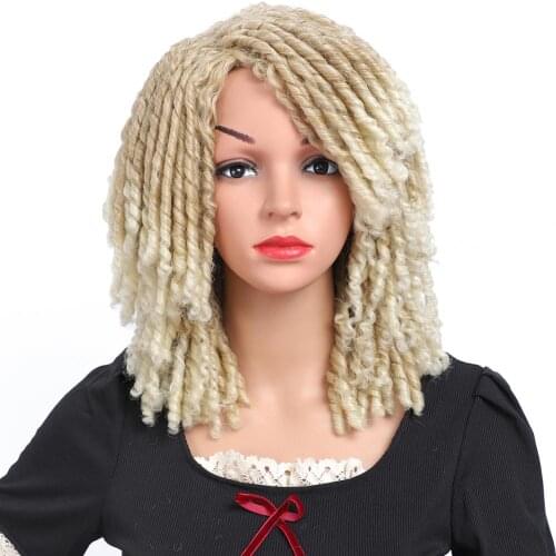 Ombre 99j Blonde Synthetic Wig For Black Women 8" Crochet Wig Braids Twist Jumbo Dread Faux Locs Long Afro Wig Dreadlock Hair