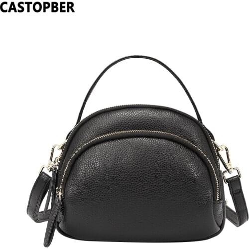 Women Crossbody Bag With 3 Zippered Compartments Cowhide Genuine Leather Fashion Designer Ladies Handbags Small High Quality