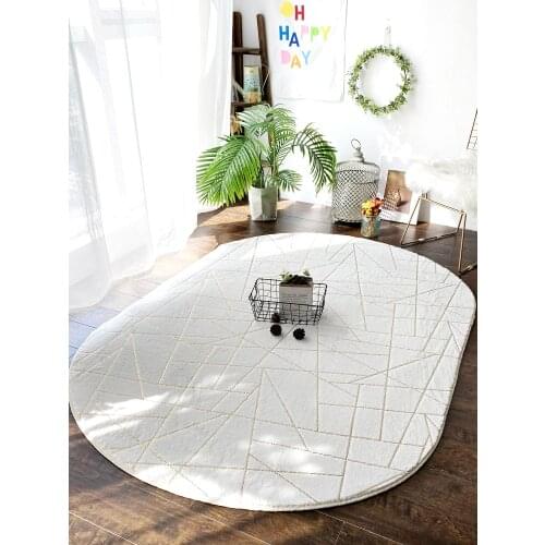 Light Luxury Nordic Oval Carpets For Living Room Soft Thick Bedroom Rugs Winter Warm Mat Bedside Floor Carpet Kids Rug Girl