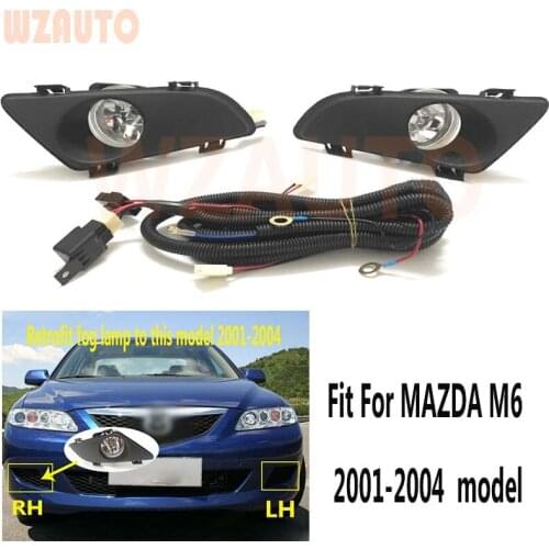 WZAUTO Retrofit Fog Light Set Spot Driving Lamp KIT For Mazda 6 M6 Old Model Assembly With Wire 2001 2002 2003 2004 2005