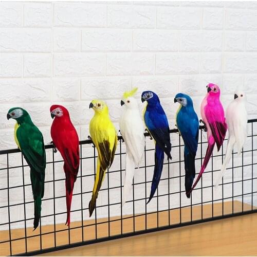 1PC Vivid Simulation Parrotl Real Feathers Artificial Anima Creative Garden Ornament Figurine Handicraft Home Decor Accessories