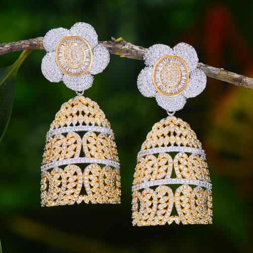 Blachette Mothers Day Gift Flowers African Dangle Earring For Women Wedding Cubic Zirconia DUBAI Bridal Banquet Earrings Jewelry
